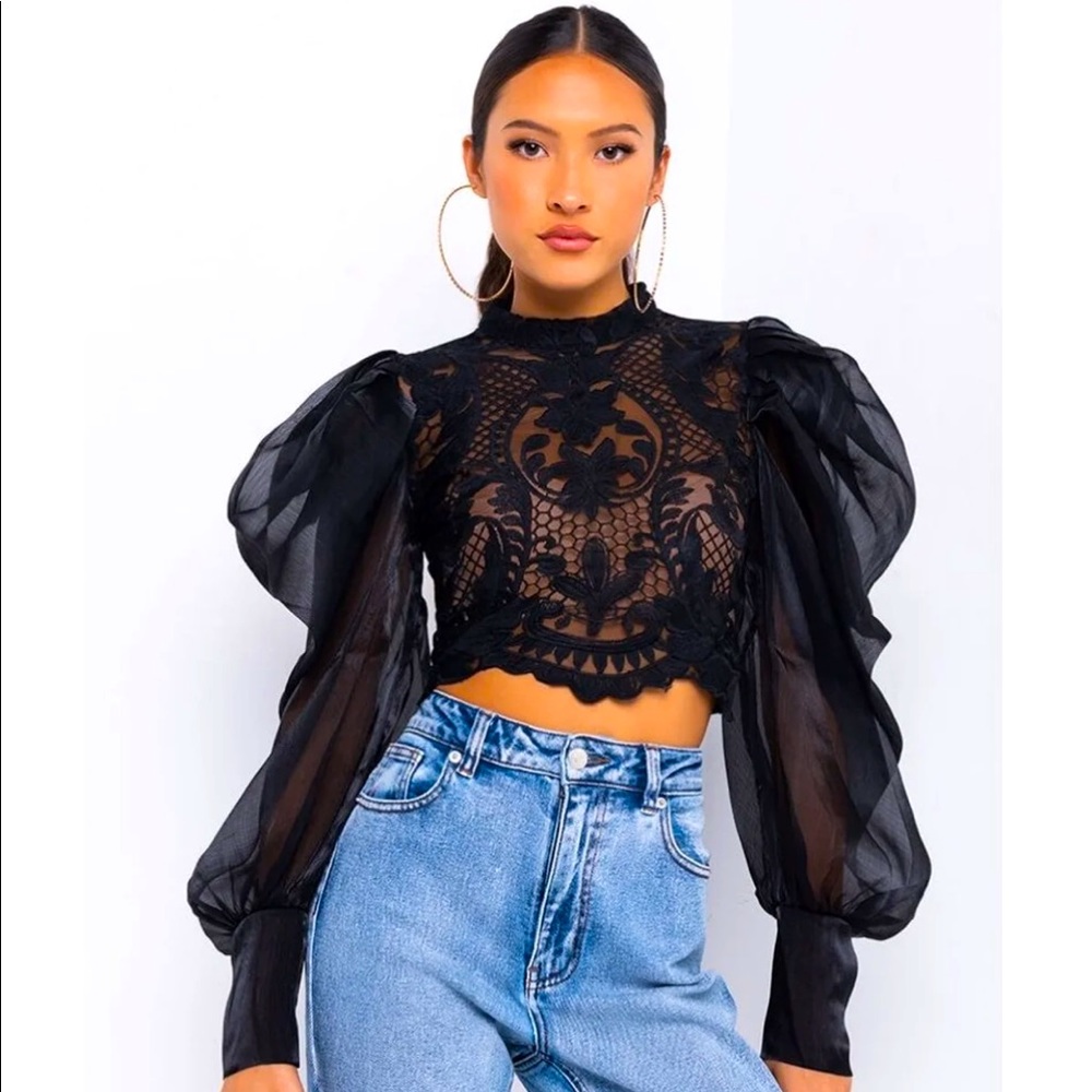 Lace Puff Sleeve Blouse